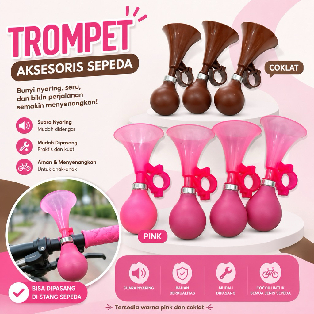 Terompet Sepeda Anak - Aksesoris Sepeda - Mainan Sepeda - Trompet Pink - Trompet Anak