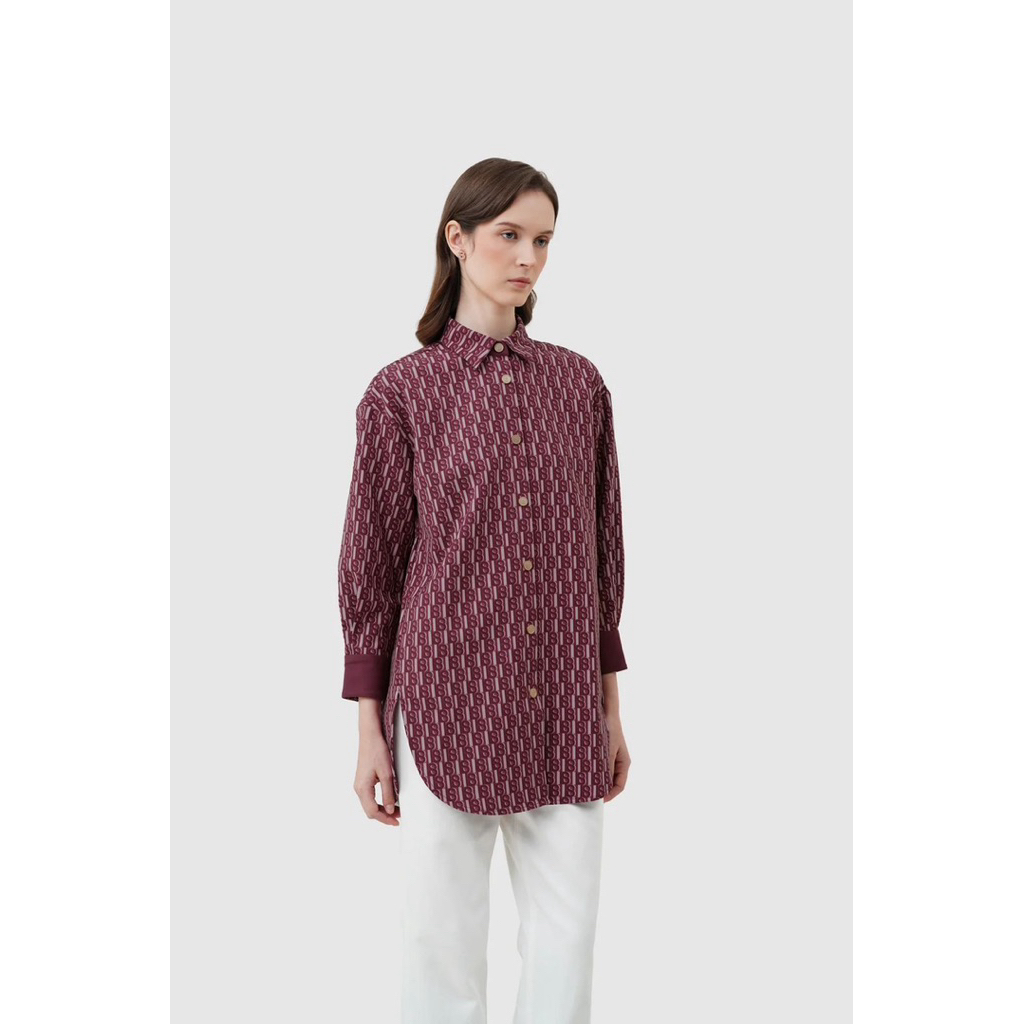 new buttonscarves leena monogram tunic raspberry XL
