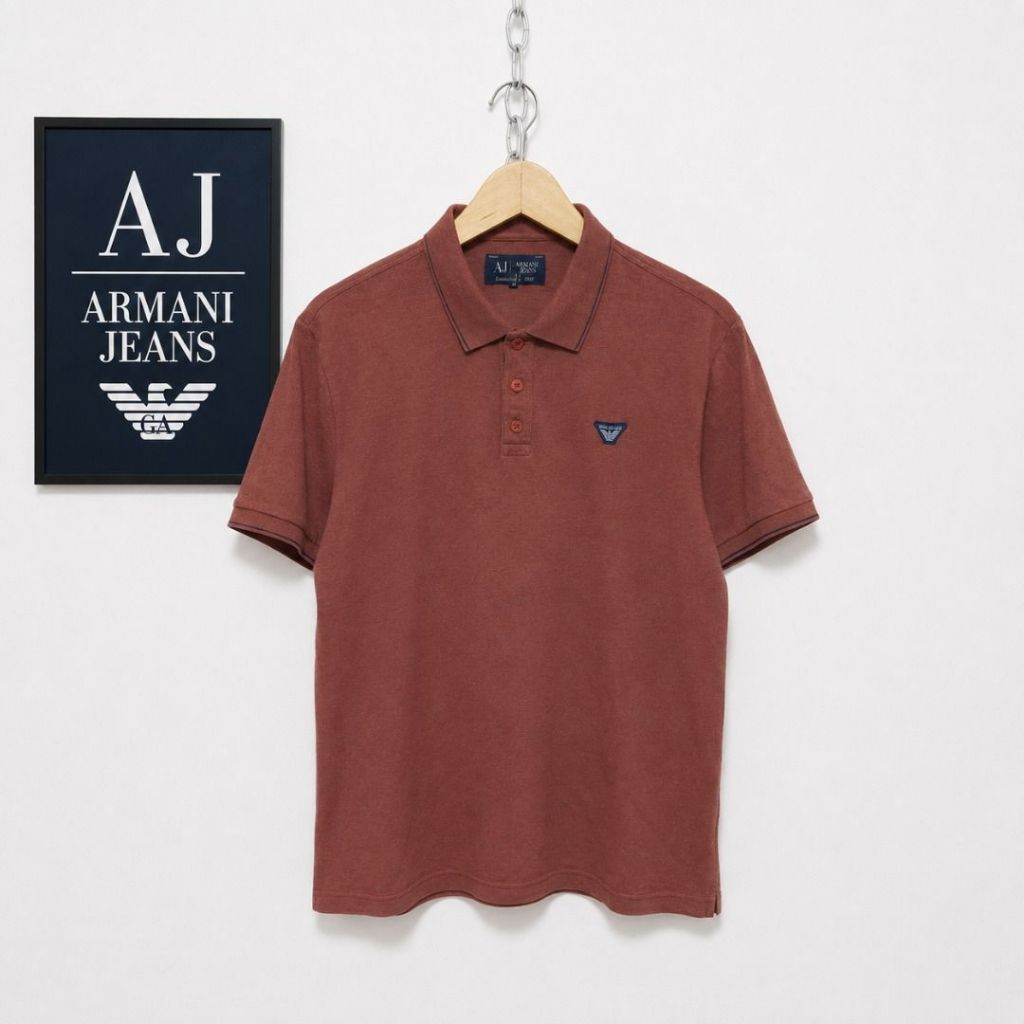 ARMANI JEANS Basic Pique Polo Shirt small logo | kaos kerah polos pria