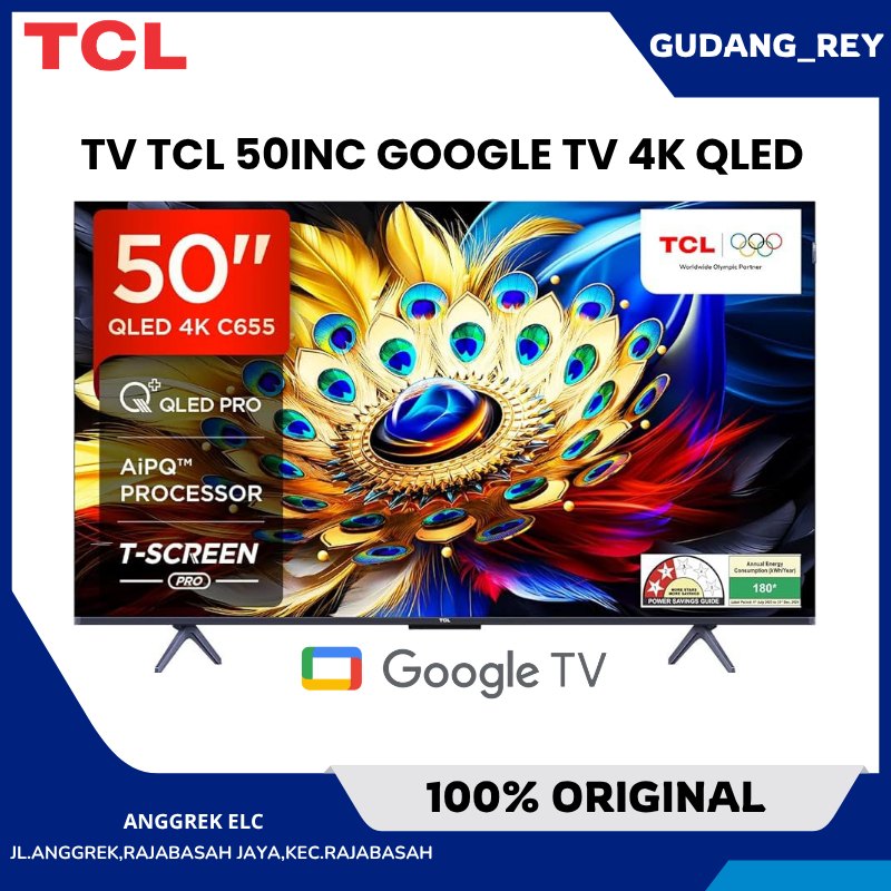 TV TCL 50INC GOOGLE TV 4K QLED 50C655 GARANSI RESMI