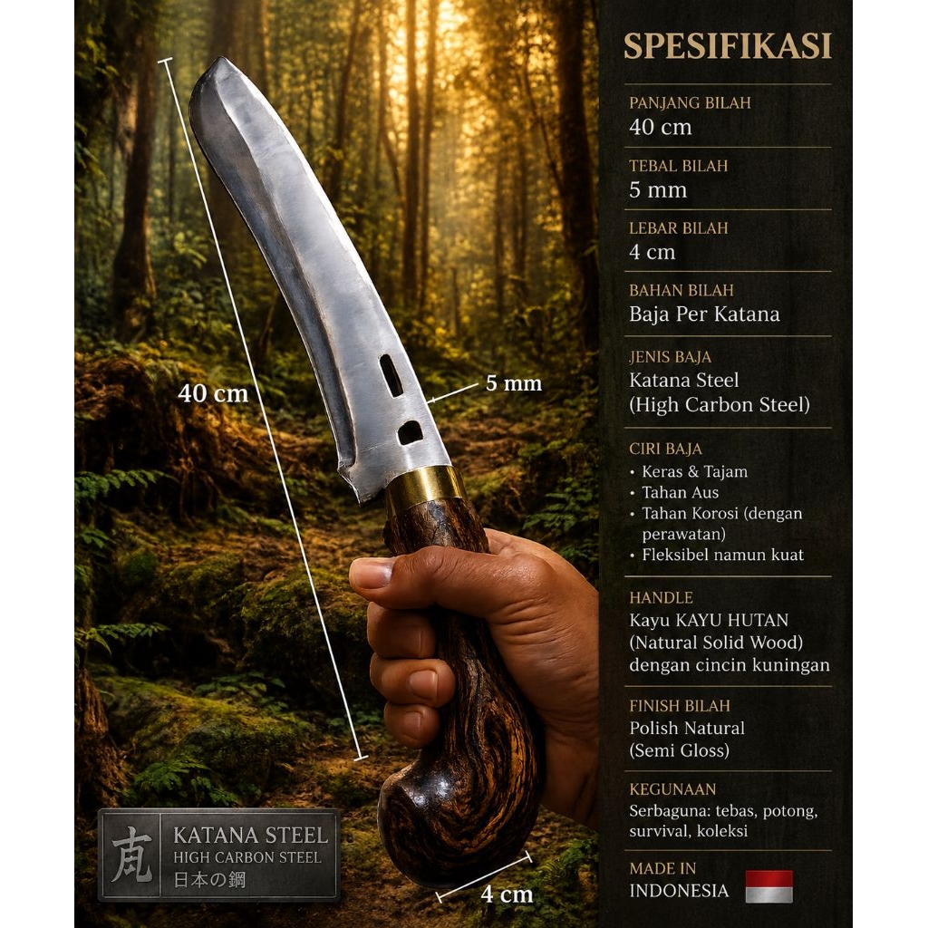 pisau berkebun khusus size A jenis baja Per katana