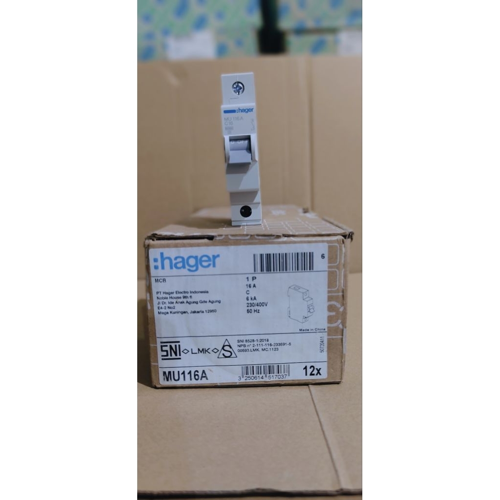Mcb Hager 16A 1 Phase 6KA Original