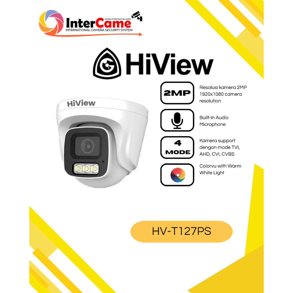 Kamera CCTV INDOOR HIVIEW 2MP COLORVU AUDIO HV-T127PS Fullcolor AUDIO Camera CCTV Colorvu AUDIO HIVI