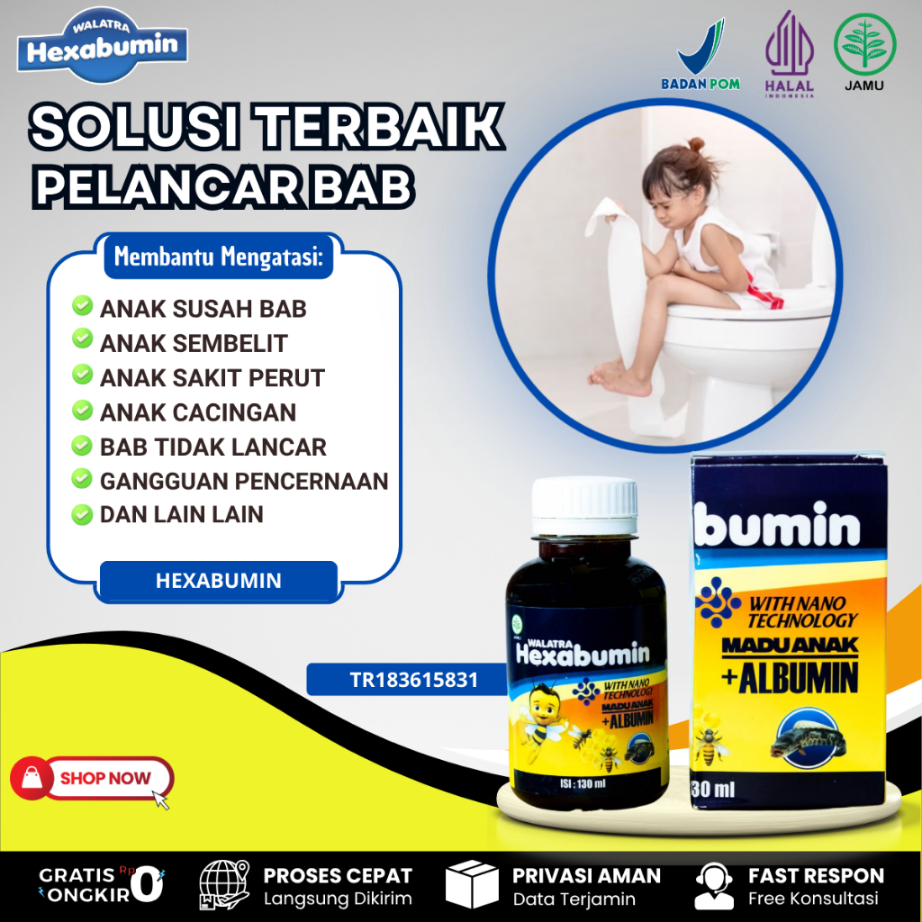 Madu Anak Hexabumin - Pelancar BAB Anak Sembelit Susah BAB Tinja Keras Berdarah BAB Tidak Lancar  Ga