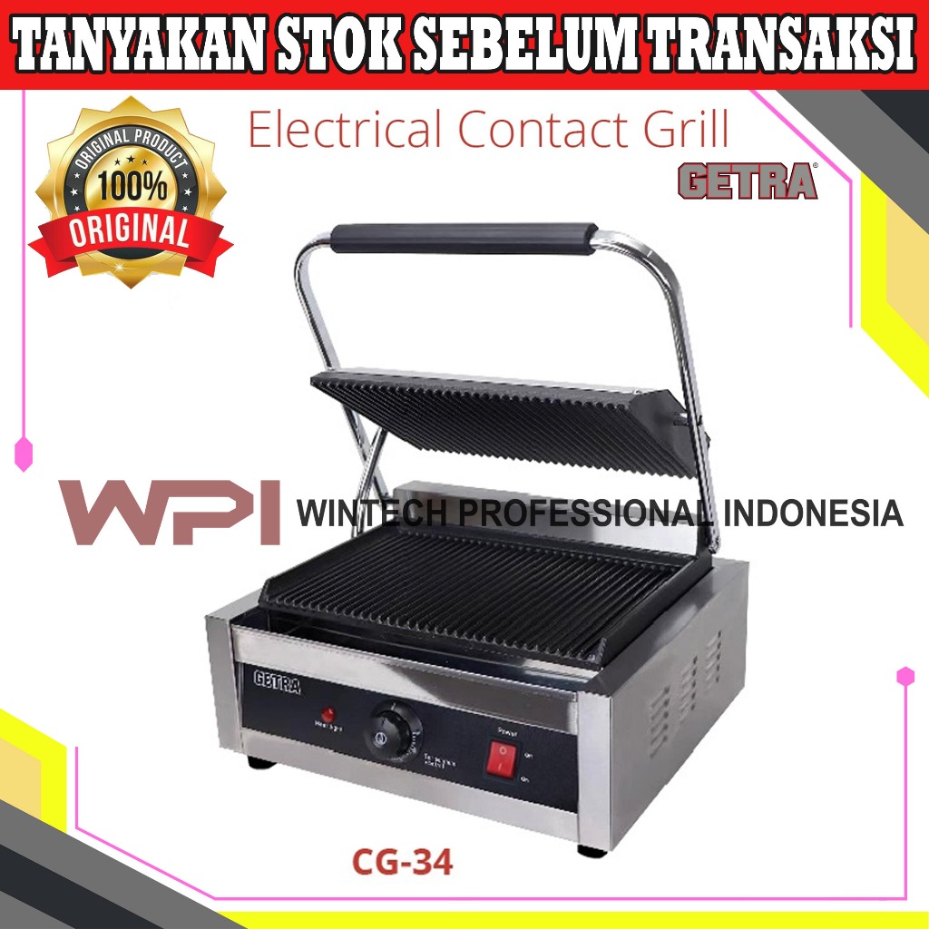 Getra CG-34 Electrical Contact Grill - Pemanggang Serbaguna Untuk Roti Tawar Steak Sandwich & Sejeni