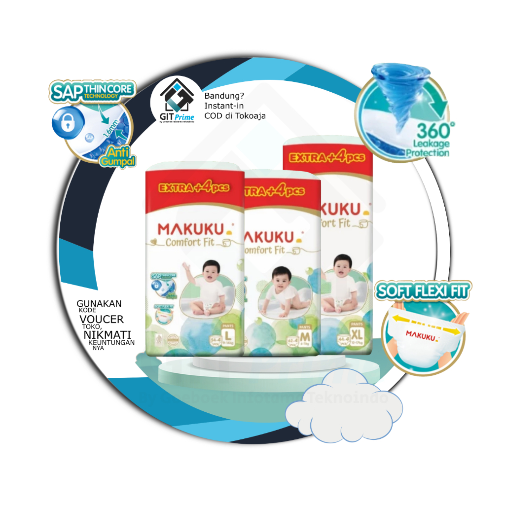 Makuku Popok Premium SAP Diapers Comfort FIT JUMBO M L XL NB40