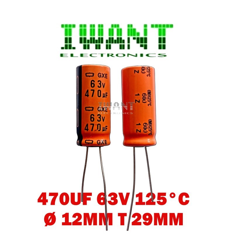 470UF 63V 125°C CAPASITOR ELCO 470UF 63VOLT KAPASITOR ELKO 470 UF 63 V