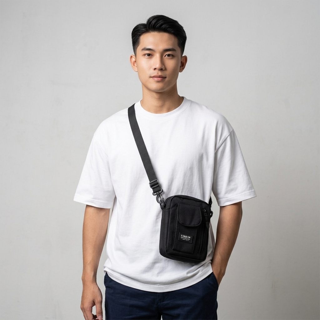 Rown Division Sling Bag || Ruinz Hitam Tas Selempang