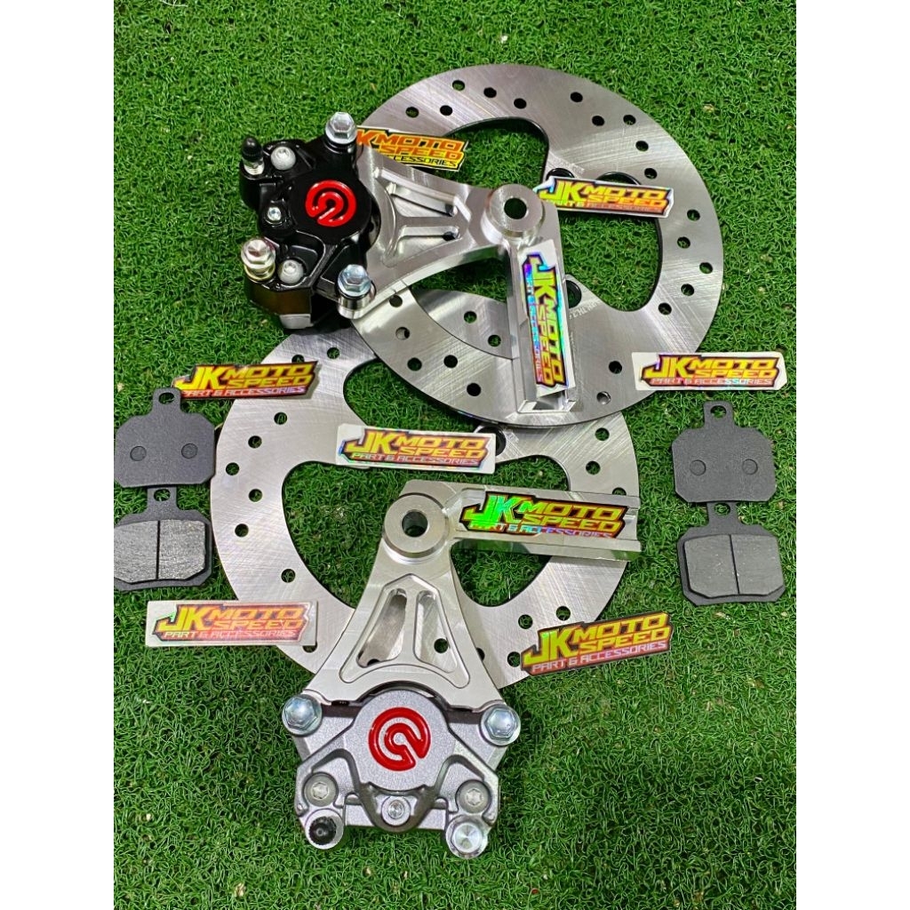 TERMURAH  SATRIA F FU FI pnp 100 % KALIPER SET BREKET + DISC PREMIUM CNC 2 PISTON BIG LOGO 2p BELAKA