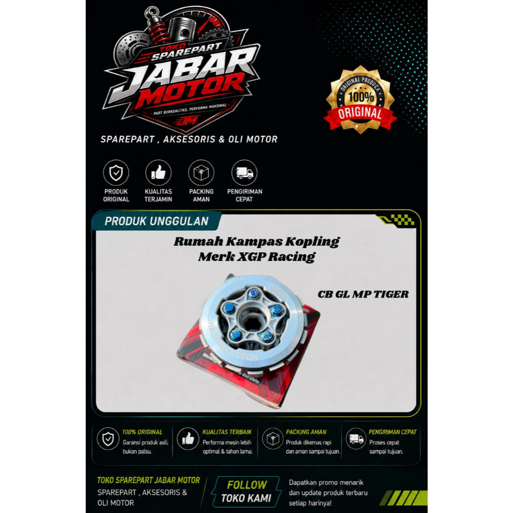 RUMAH KAMPAS KOPLING HOUSE KOPLING SET XGP PER 5 CB/GL/MP/TIGER-BINTANG SEMBILAN MOTOR
