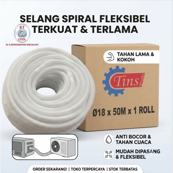 SELANG AC FLEXIBEL 1 ROLL MERK TINS 50 METER