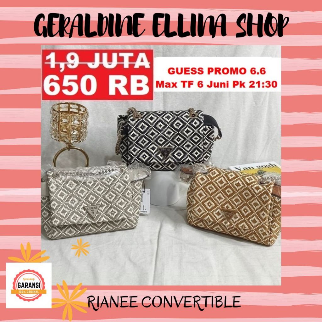 Tas selempang wanita Guess original sale seri RIANEE CONVERTIBLE