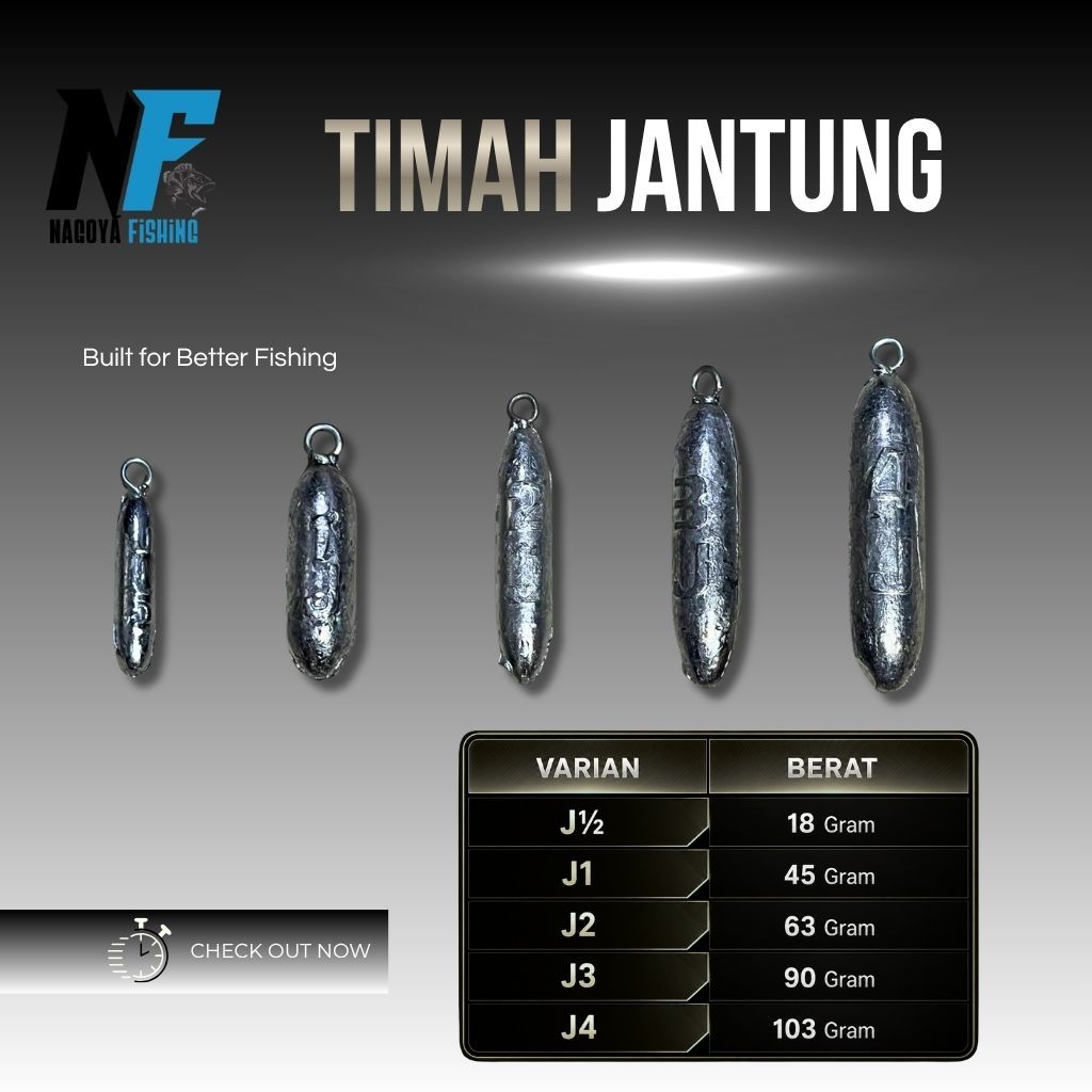 Timah pancing Bandul Pancing Timah Mancing Laut - Timah Pemberat Pancing - Timah Jantung - Timah Ker