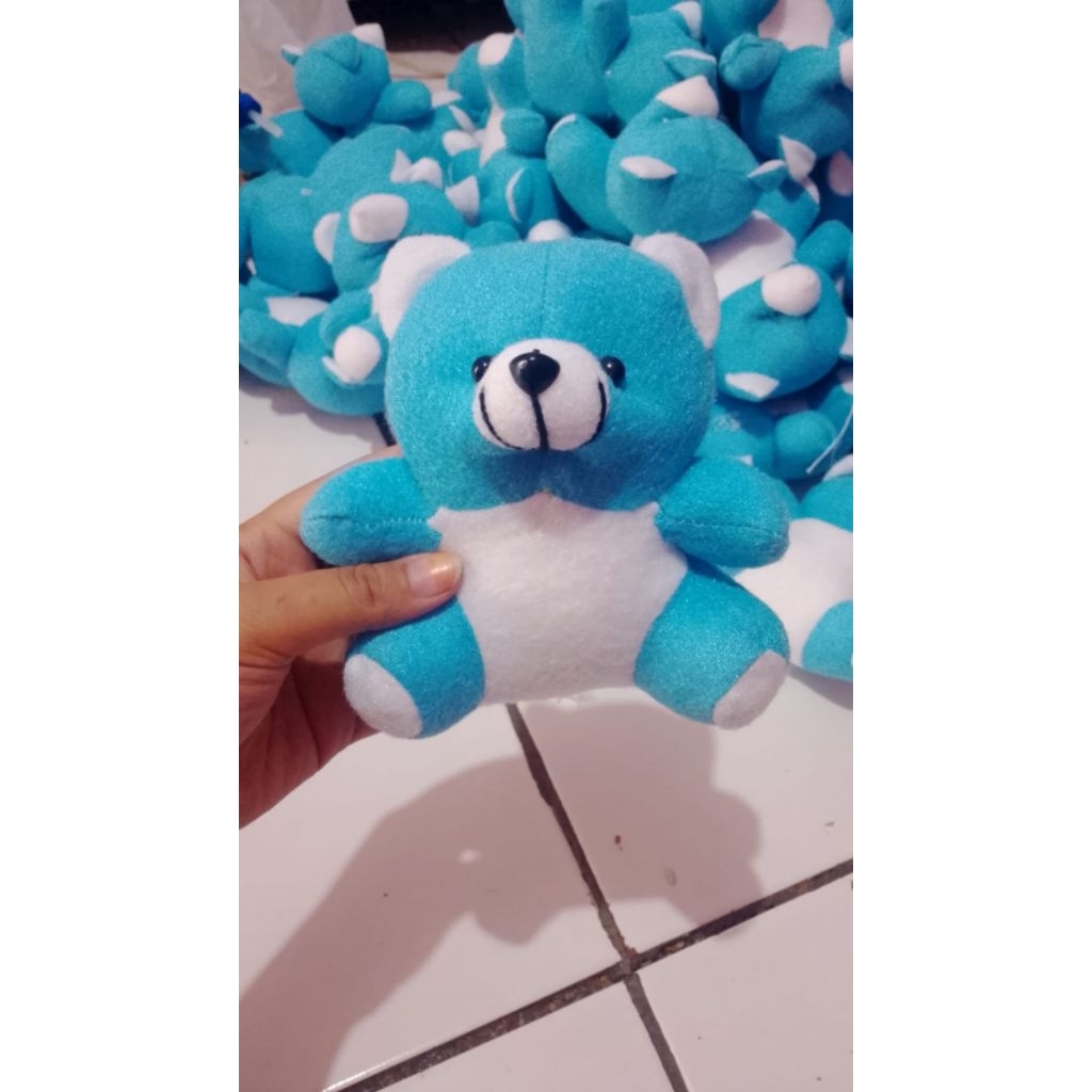 Boneka Teddy Bear Mini Biru Ukuran 13 cm