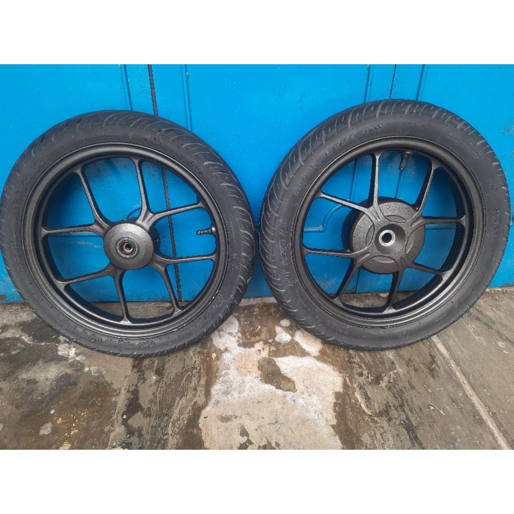 1 set velg genio warna hitam (cat velg ori) (mulus) + ban