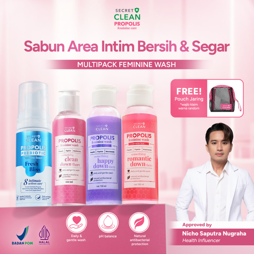 (Multi Pack 2/3/4/5 Pcs) Secret Clean Propolis Feminine Wash Clean / Happy / Romantic 100ml / Prebio