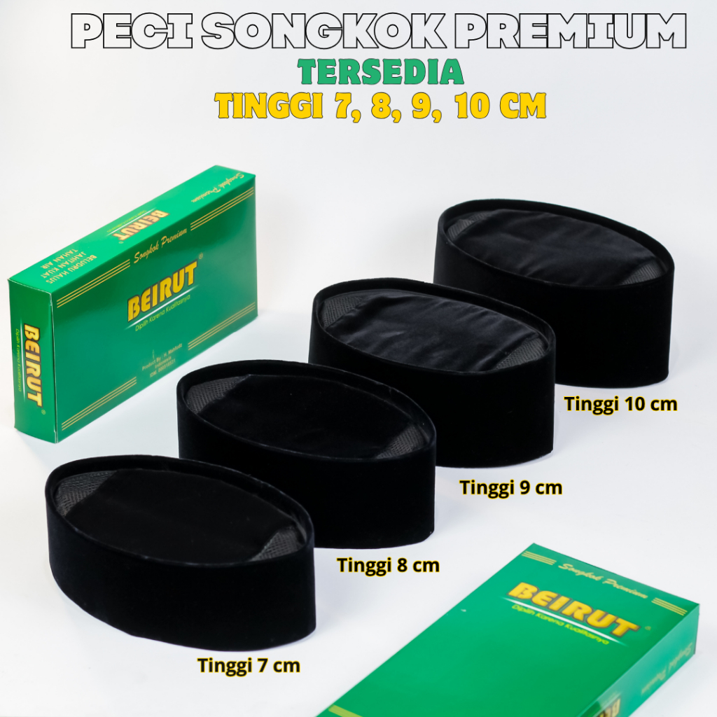 Songkok Beirut AC Kopiah Hitam Premium Peci Dewasa dan Anak