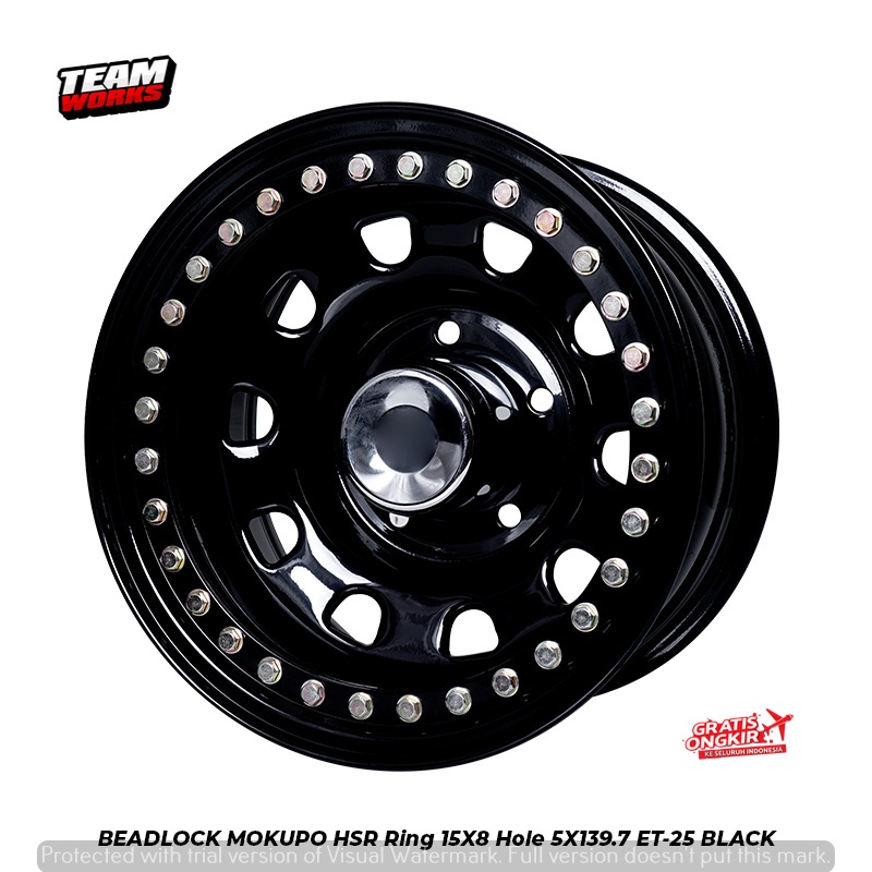 VELG BEADLOCK RING 15 BLACK UNTUK JIMNY JEEP NIVA VITARA HSR BEADLOCK MOKUPO LEBAR 8 ET-25 PELAK R15