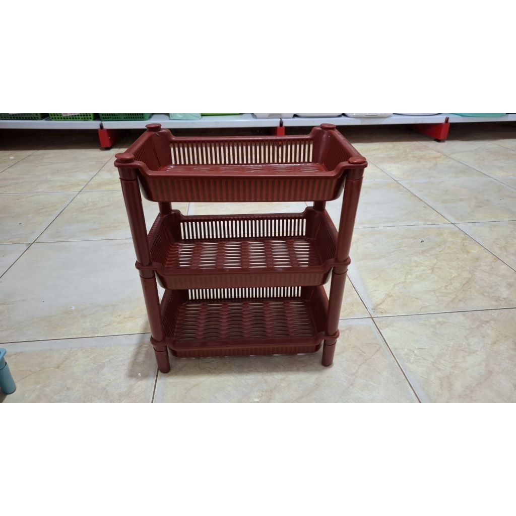 Rak bumbu Rak bawang plastik/Rak mini ais susun 3