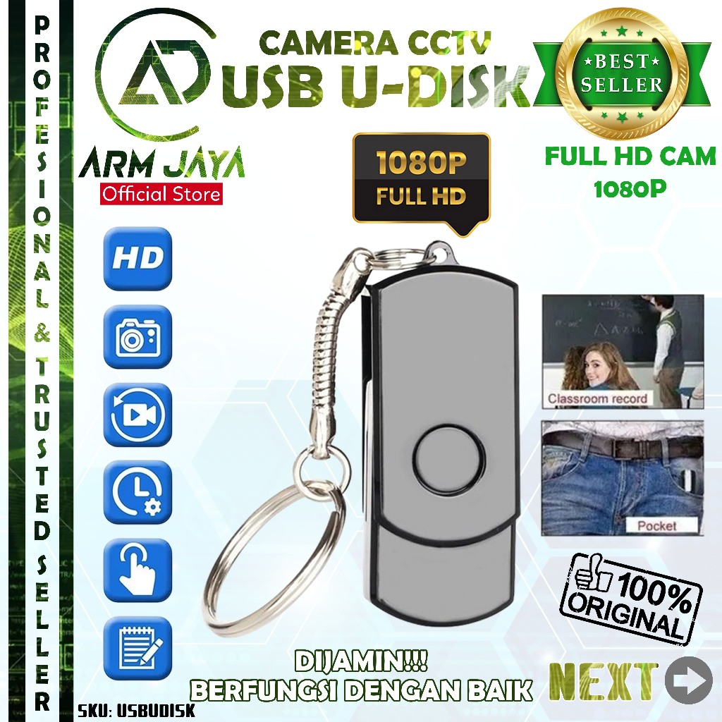 ARMJAYA USBUDISK Hidden Spy Camera Flash Disk Mini USB U-Disk Card Reader Full HD 1080p
