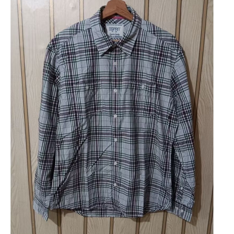 Kemeja pria lengan panjang ESPRIT Kotak-kotak original size L