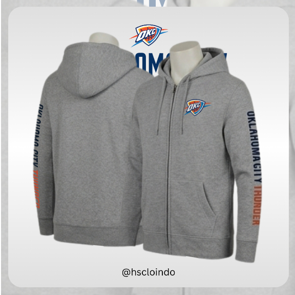 Hoodie Zipper XS-5XL OKLAHOMA CITY THUNDER Jaket OKC NBA Basketball Western Conference Team Bahan Ka