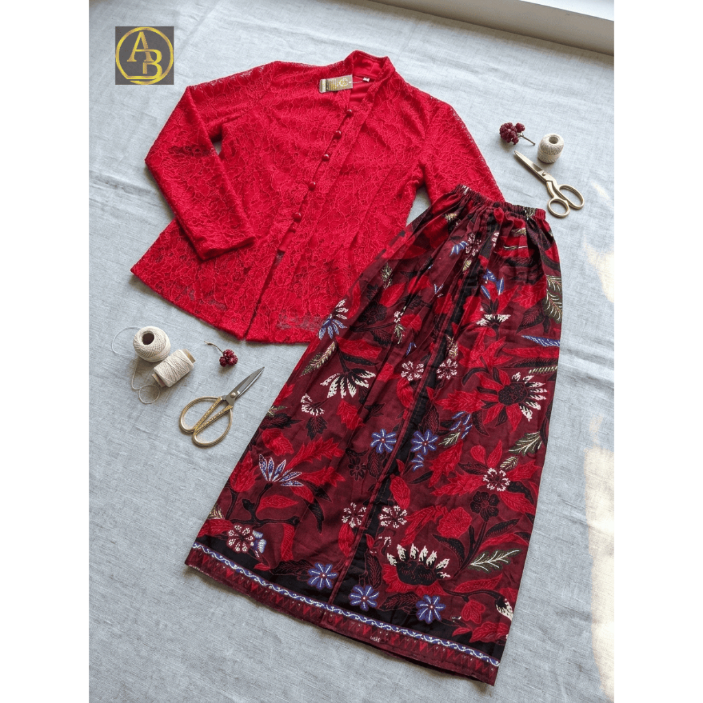 Baju Kebaya Marlena Full Furing Model Kancing / Baju Adat Tradisional Wanita Madura anak - Remaja /S