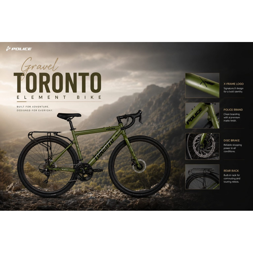 Sepeda GRAVEL 700c ELEMENT POLICE TORONTO 2 x 8 TERBARU Gravel Bike