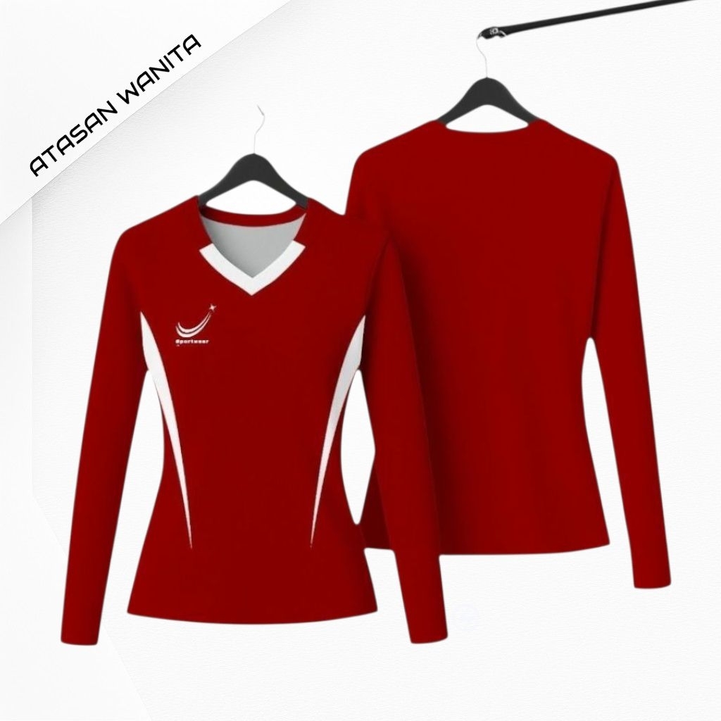 Atasan Baju Senam Lengan Panjang Kaos Olahraga Wanita Jersey Senam Yoga Zumba Jogging Sepeda