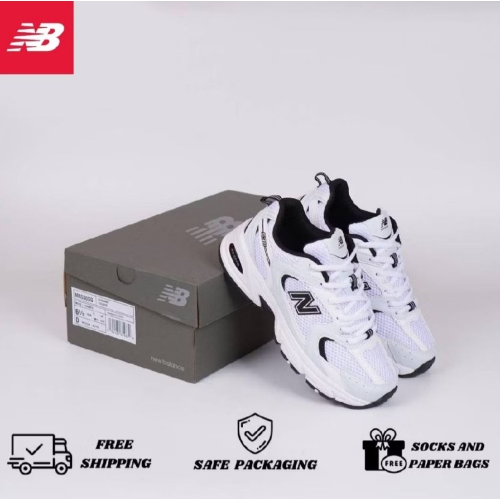 Sepatu Casual New Balance 530 - White Black Original Pria Wanita NB 530 Premium Sneakers Import