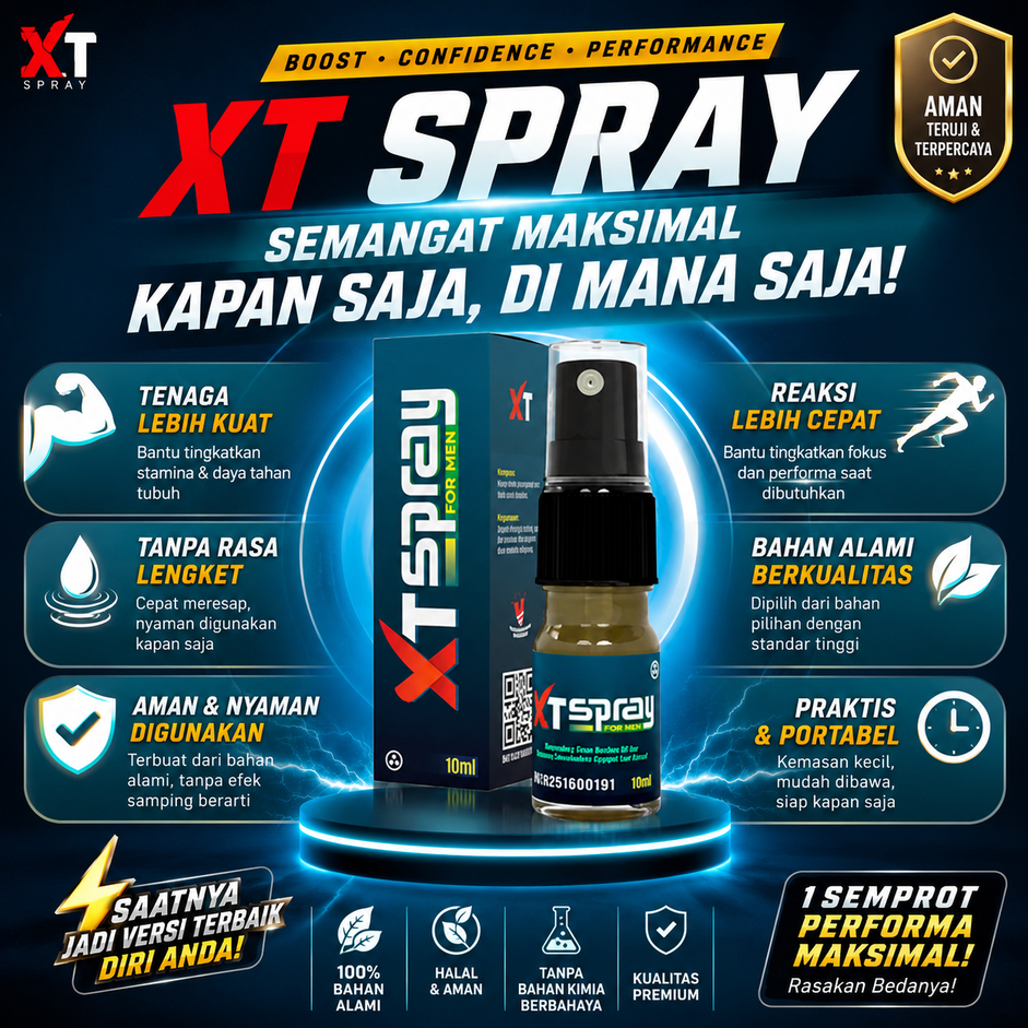 XT Spray Obat Kuat Pria Tahan Lama Tanpa Efek Kebas Ampuh (BPOM)