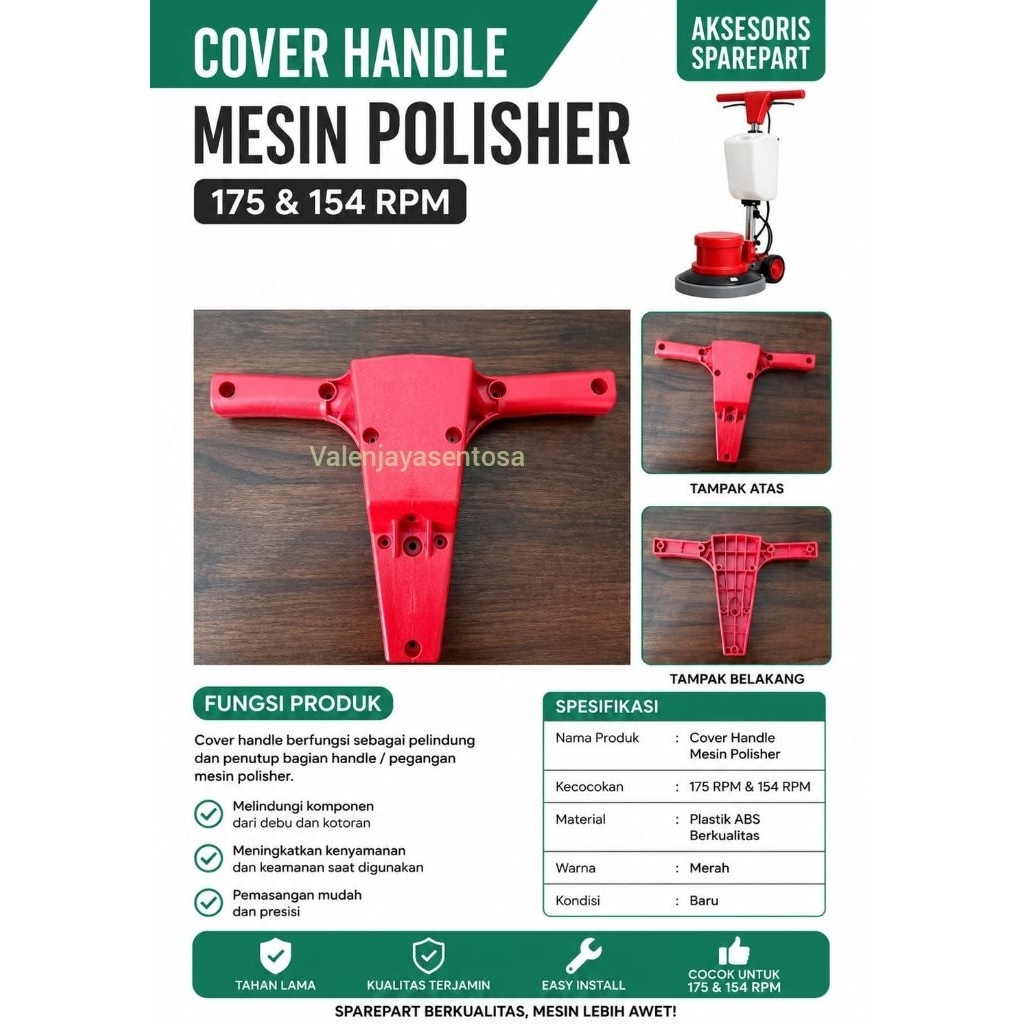 Cover handle atas mesin polisher lantai sparerpart mesin polisher stang mesin polisher