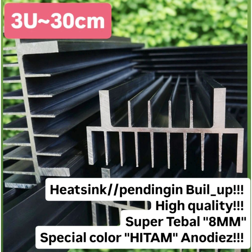 Heatsink 3U 30CM tebal 8mm  warna Hitam