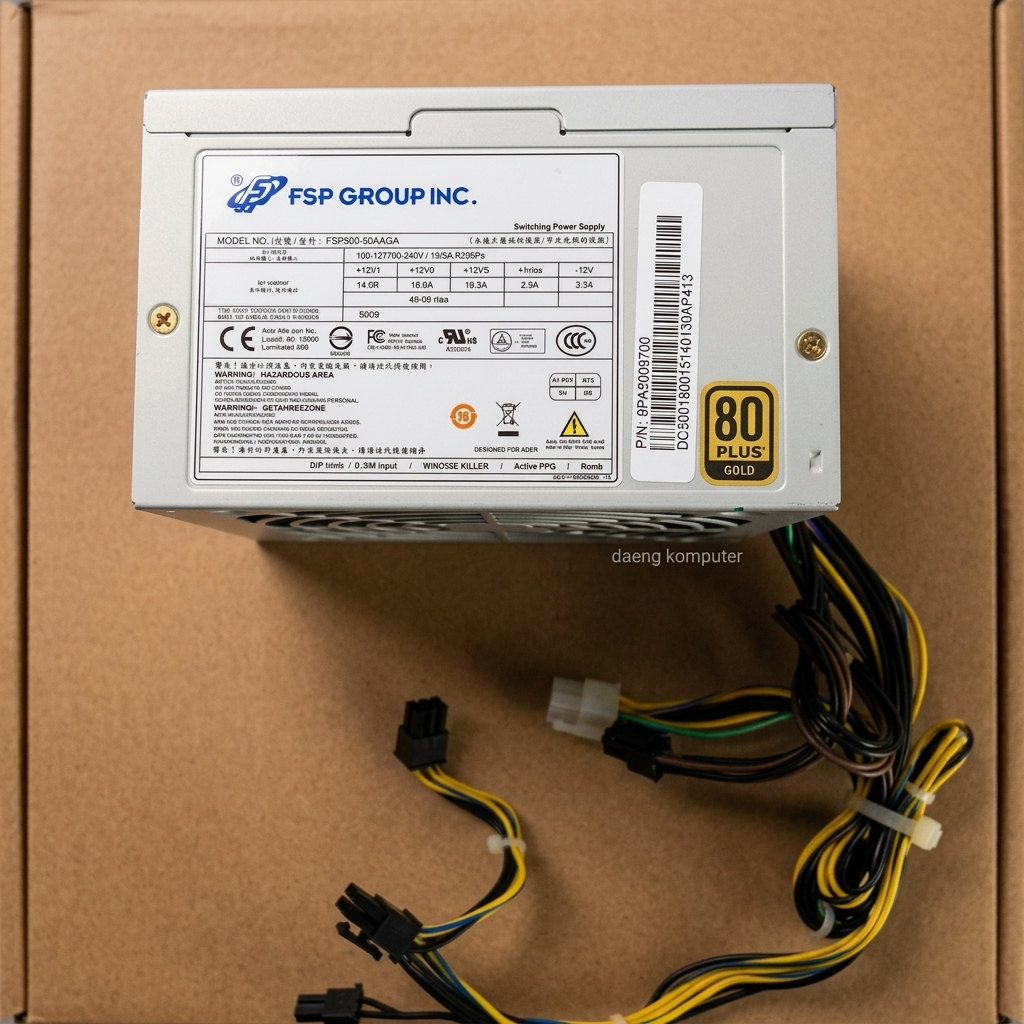 PSU Power Supply Power Suplay Pc Merk Fsp Group INC 500 Watt 80 Plus Gold 12 Pin Original Murah