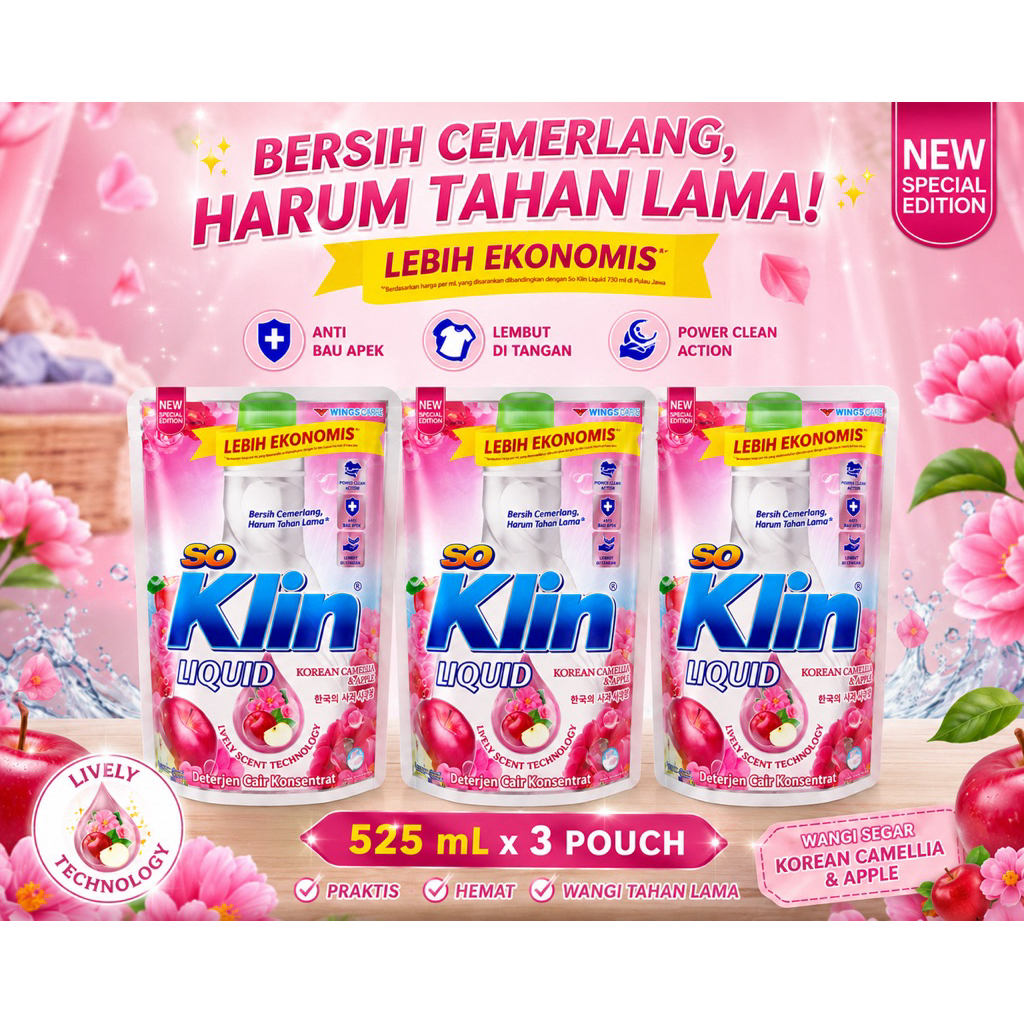 Kw1store - Soklin liquid lavender Soklin cair japanases sakura @ 525 ml