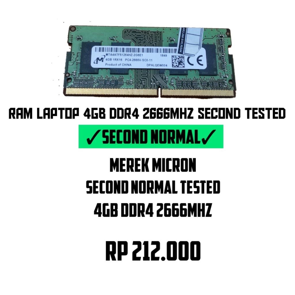 RAM Laptop 4GB DDR4 2666Mhz Second Tested (SECOND)