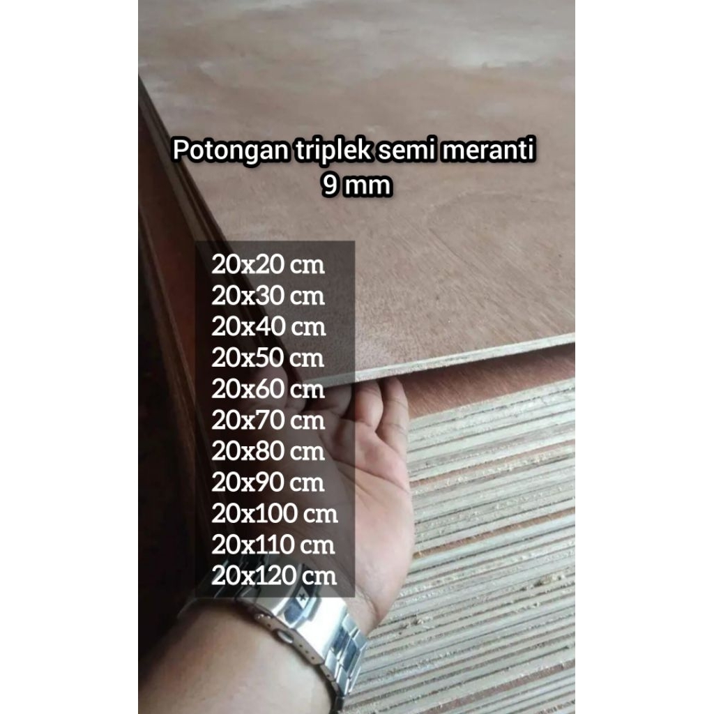 POTONGAN TRIPLEK SEMI MERANTI 9MM plywood