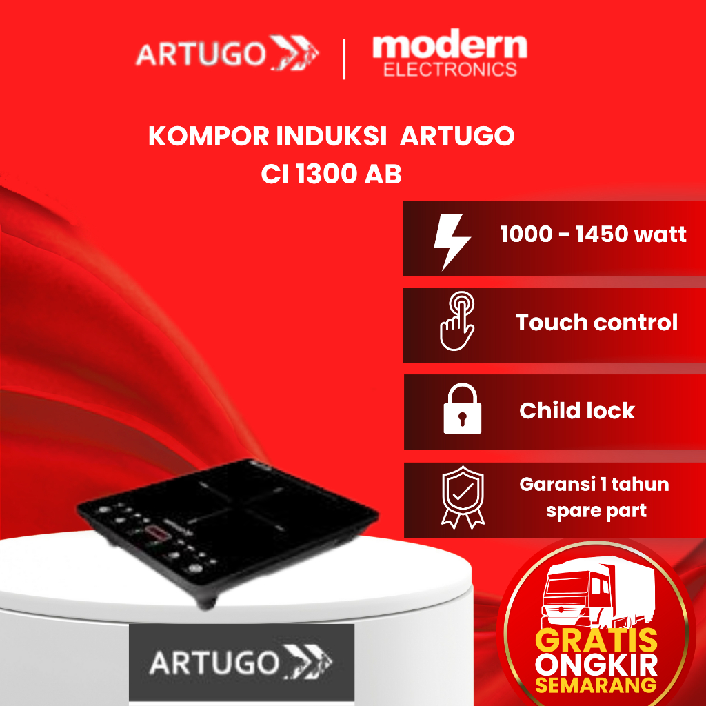 Artugo CI 1300 AB Kompor Induksi Portable 1450W Hitam