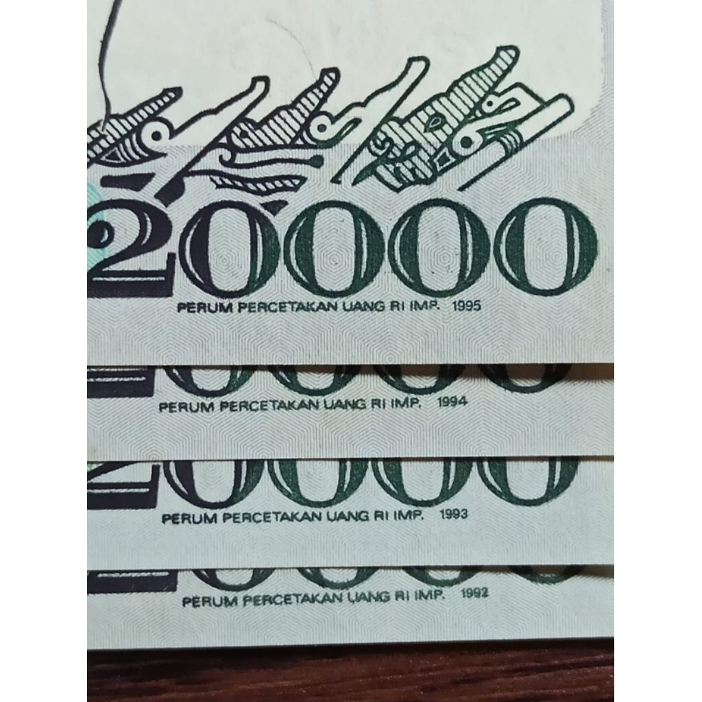 Uang kuno 20000 rupiah Cendrawasih tahun 1992/1992