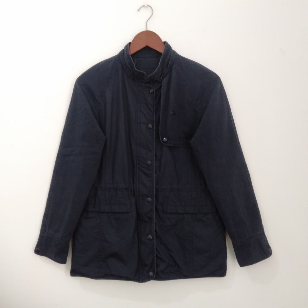 LACOSTE Work Jacket With Stand Collar Navy Blue