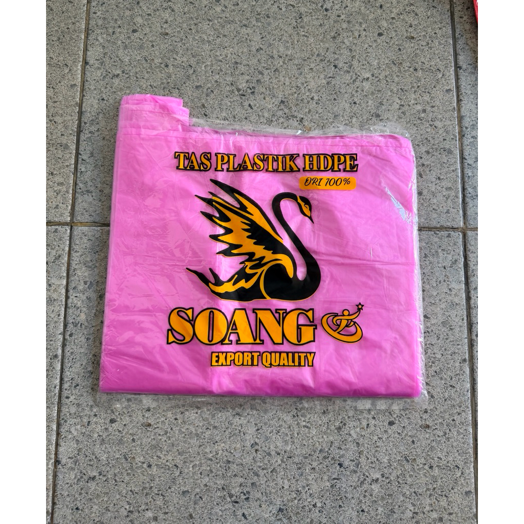 kantong kresek pink soang ukuran 30 250 gr