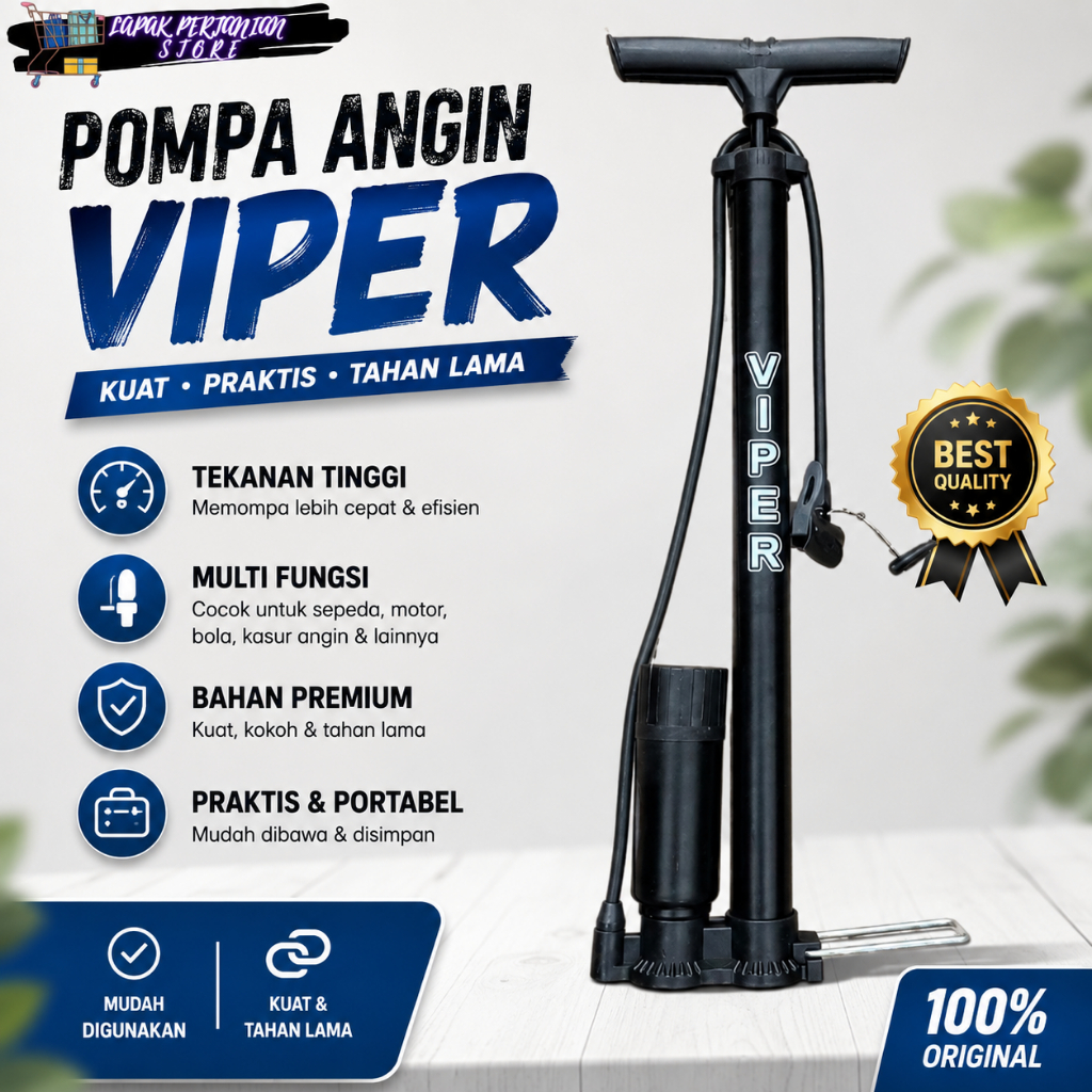 Pompa Ban Dan Sepeda Motor Merk Viper - Pompa Angin Tabung Manual - Pompa Sepeda Motor - Pompa Balon