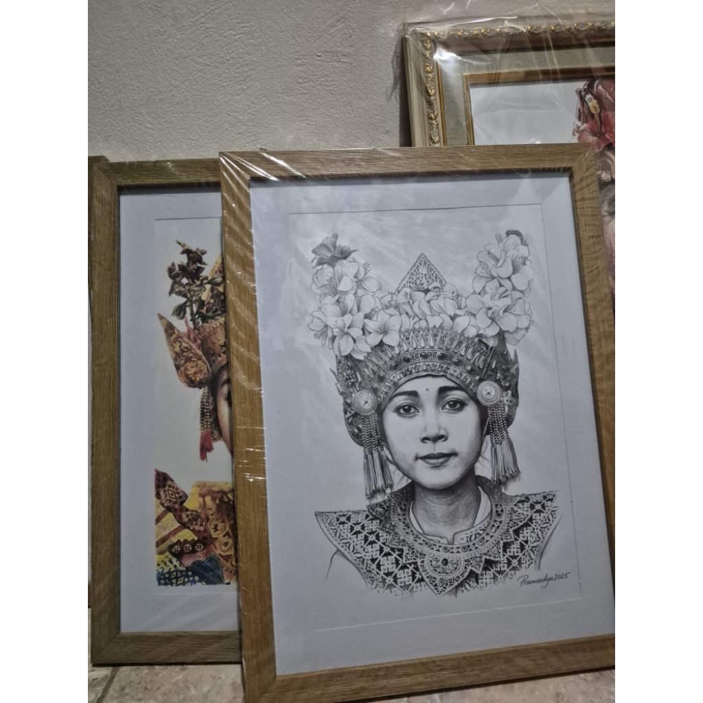 Lukisan Pensil Warna Karya Pramoedya Art Studio + Frame 10R Jumbo
