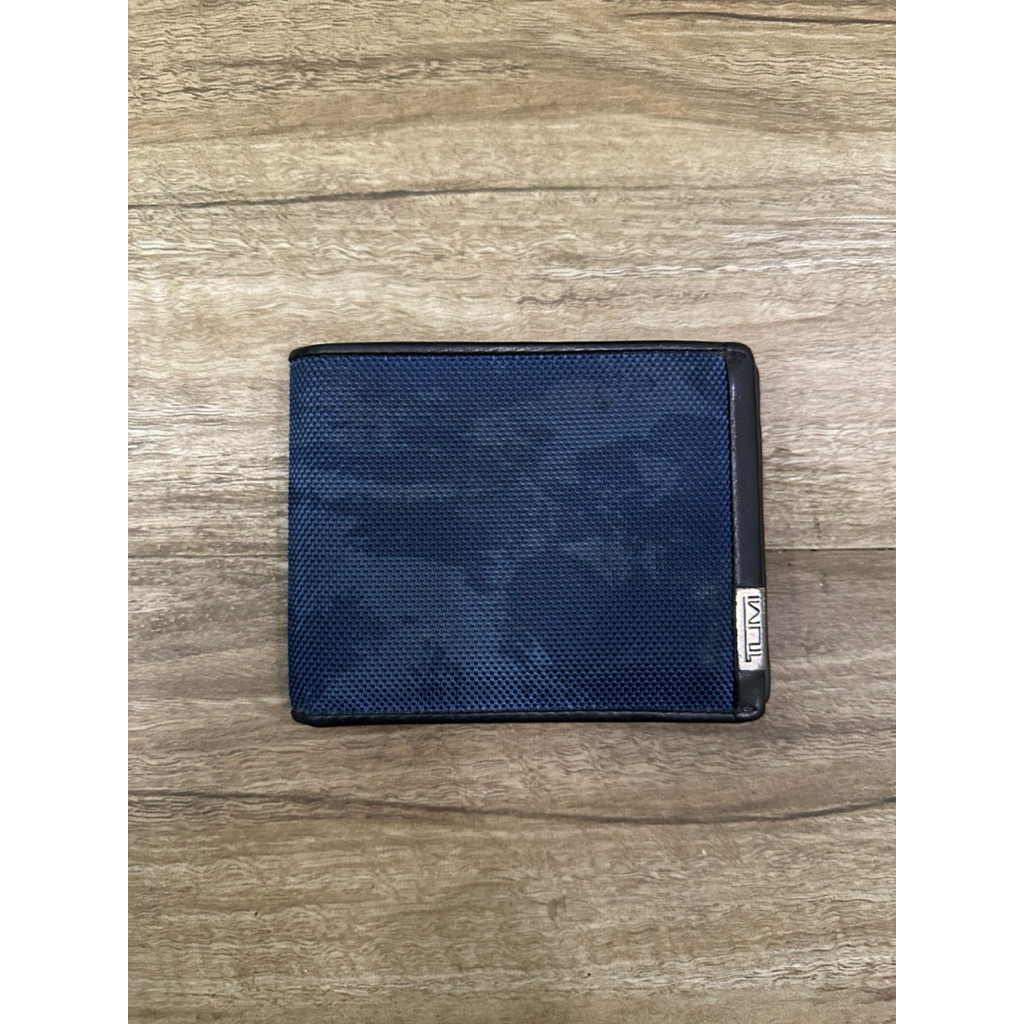PRELOVED ORIGINAL Tumi Men's Canvas Camo Blue Bi-Fold Wallet Blue Black Dompet TANPA BOX