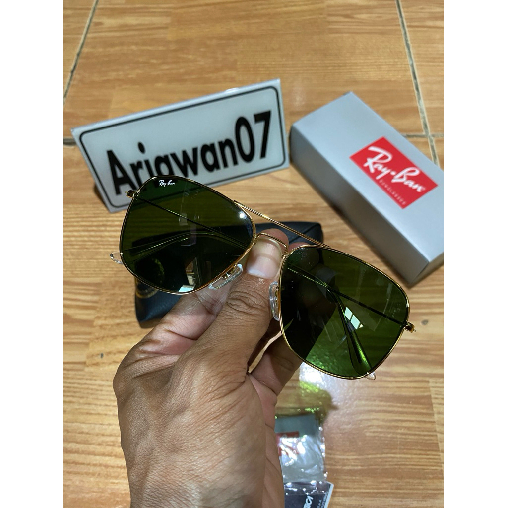 kacamata ray-ban caravan frame rosegold kaca hijau sz 58