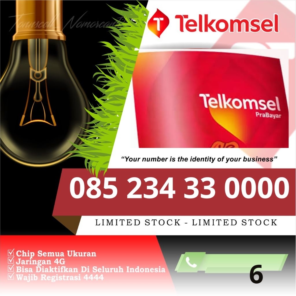 Nomor Cantik Simpati 4g Lte Telkomsel O85 234 33 0000