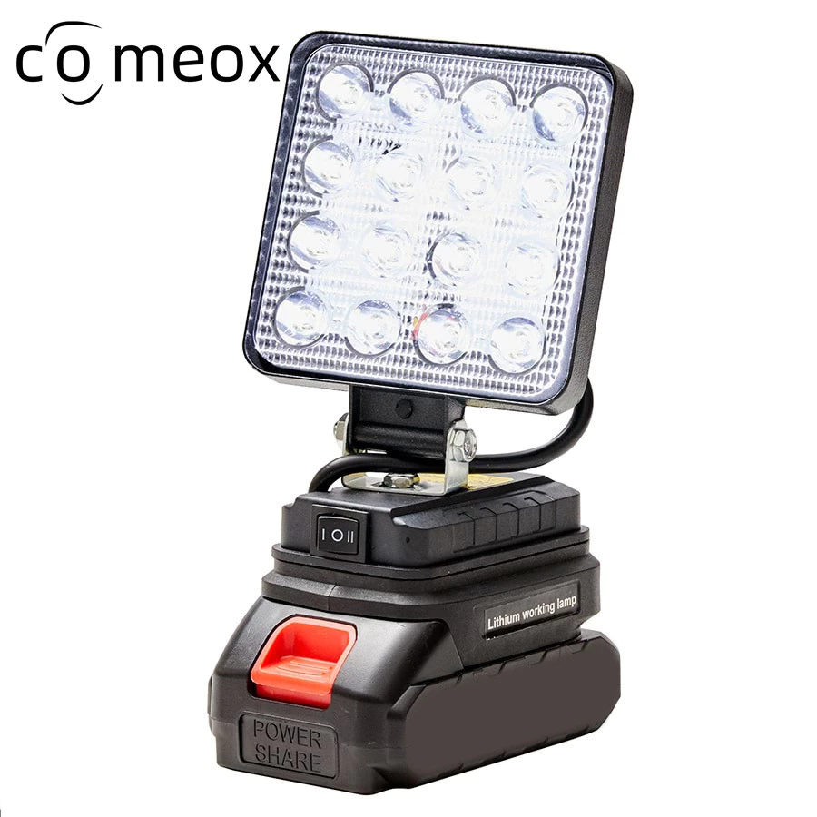 Lampu LED Dengan 2 Port USB untuk Baterai Makita 4Inch Lampu Sorot Portabel Outdoor Kerja Memancing 