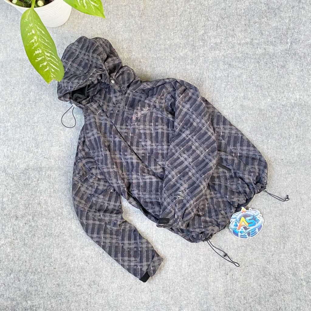plaid outdoor jacket columbia omni tech super cakep banget like new