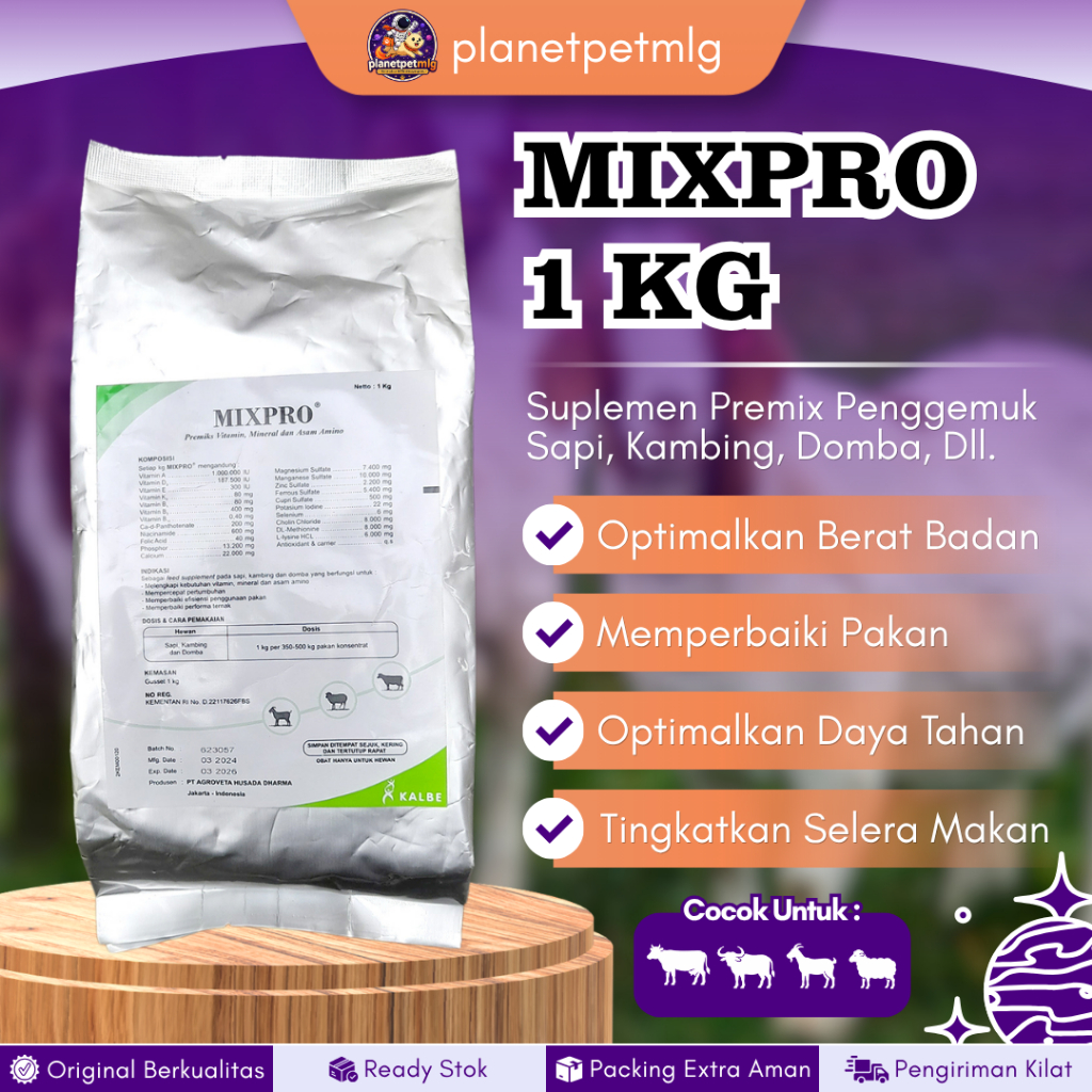 MIXPRO PREMIX SAPI 1 KG - Suplemen Premix Penggemuk Pertumbuhan Sapi, Kambing, Domba, Dll.
