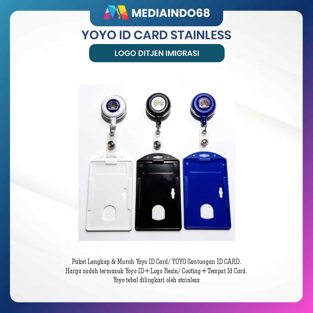 YOYO GANTUNGAN ID CARD PUTAR STAINLESS-LOGO DITJEN IMIGRASI